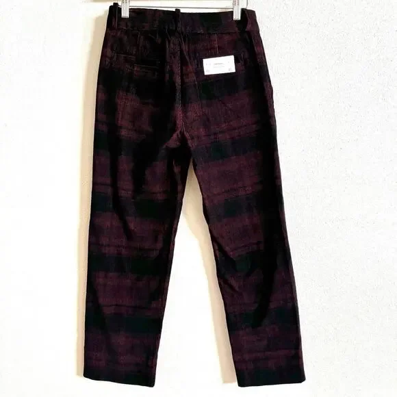 AG The Elvie Black and Red Plaid High Rise Crop Trouser Pants Women's 27 NWT - Picture 5 of 10